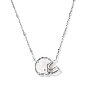 NEW KENDRA SCOTT women's football helmet short pendant necklace in silver ivory